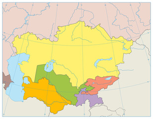 Central Asia Political Map. No text