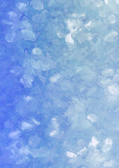 Colorful ink and watercolor texture on white paper background. Gradient paint strokes and decalcomania effect. Hand-painted gouache abstract image. Mess on the canvas.