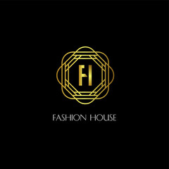 Fototapeta premium FH Logo design, Ornament golden emblem vector design
