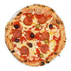 Nice italian pizza in white backgound