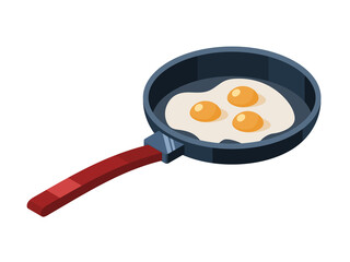 Vector isometric fried eggs in a frying pan