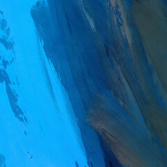 Colorful ink and watercolor texture on white paper background. Gradient paint strokes and decalcomania effect. Hand-painted gouache abstract image. Mess on the canvas.