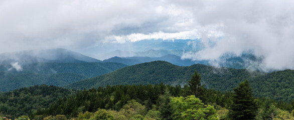 Foggy Morning in the Valleys of the Appalachian Mountains View from The Blue Ridge Parkway