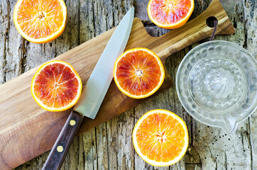 Preparation of Sicilian blood oranges juice