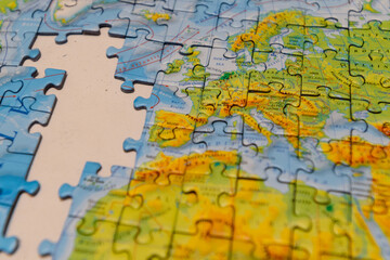 Puzzle of map of the Europe.