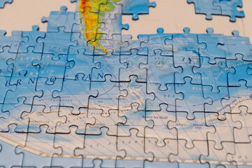 Puzzle of map of the Antarctica.