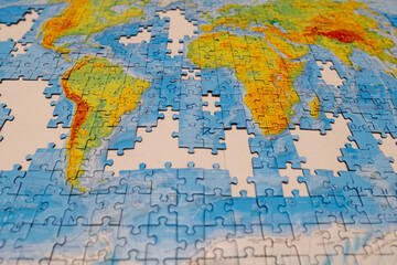 Puzzle of map of the world.