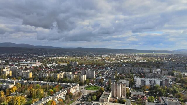 Panorama view from city Uzhgorod, located in Transcarpathia sunny day