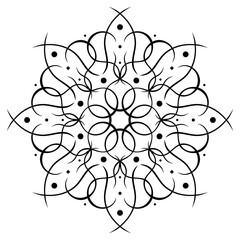 black and white round symmetrical vector artwork. mandala pattern