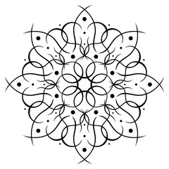 black and white round symmetrical vector artwork. mandala pattern