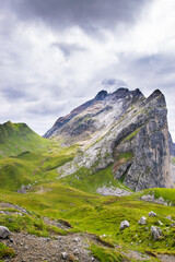 mountain landscape with sky and clouds ( Schwitzertor -Vorarlberg, Austria)
