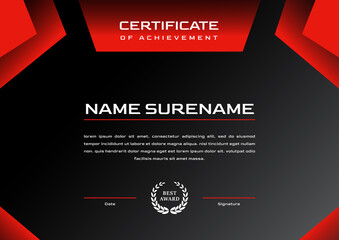 red certificate of achievement template. certificate design for gaming or sport tournament and competition