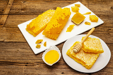 Honeycomb, honey and beeswax as beekeeping products for a healthy and beauty lifestyle
