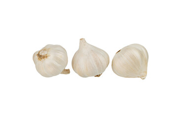 organic garlic cloves isolated on white background
