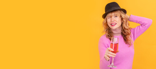 isolated woman with cup on color background