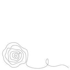 Rose flower silhouette line drawing, vector illustration