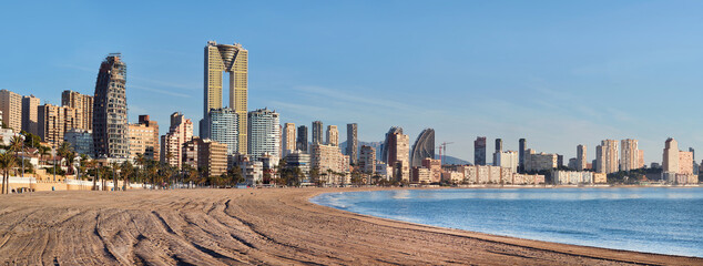 Fototapeta premium Sandy beach of Benidorm. Spain