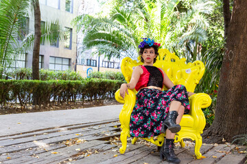 

Beautiful Mexican woman with vivid and beautiful colors