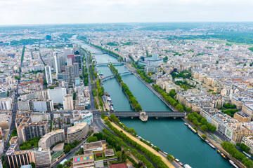 Fototapeta na wymiar Paris aerial view from the top of Eiffel Tower. France.