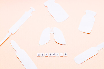 covid or coronavirus medication concept. lungs symbol over pink background. outer space. covid-19...