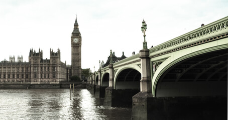 Naklejka na ściany i meble london big ben westminster bridge palace UK england queen home city view thames river 
