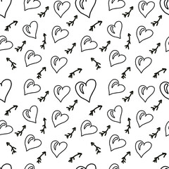 Seamless pattern. Light cheerful background. Valentine's day. Gifts, circles. Vector, flat. Suitable for textiles, wrapping paper and wallpaper.