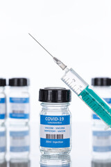 Coronavirus Vaccine bottle Corona Virus syringe COVID-19 Covid vaccines portrait format
