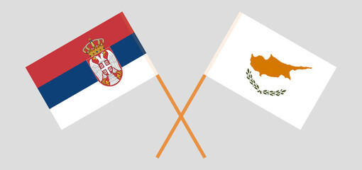 Crossed flags of Serbia and Cyprus
