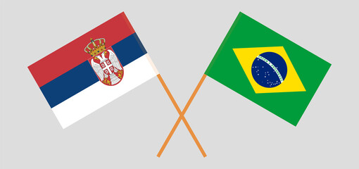 Crossed flags of Serbia and Brazil