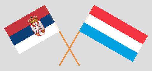 Crossed flags of Serbia and Luxembourg
