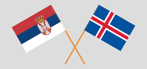 Crossed flags of Serbia and Iceland