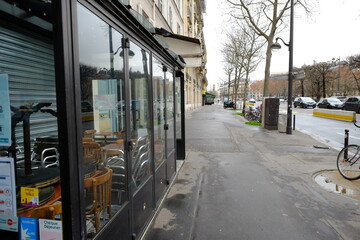 A restaurant closed in Paris on 29th december 2020 due to coronavirus sanitory crisis on the Boulevard Saint-Michel. 5th district of Paris.