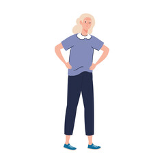 elderly old woman standing character vector illustration design