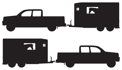 Pickup and Horse Trailer in Silhouette © cookart