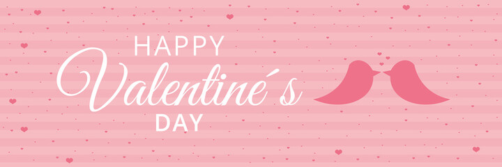 Banner Happy valentines day with birds icon
