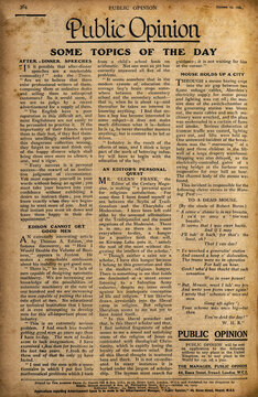 Used paper page english text Vintage newspaper