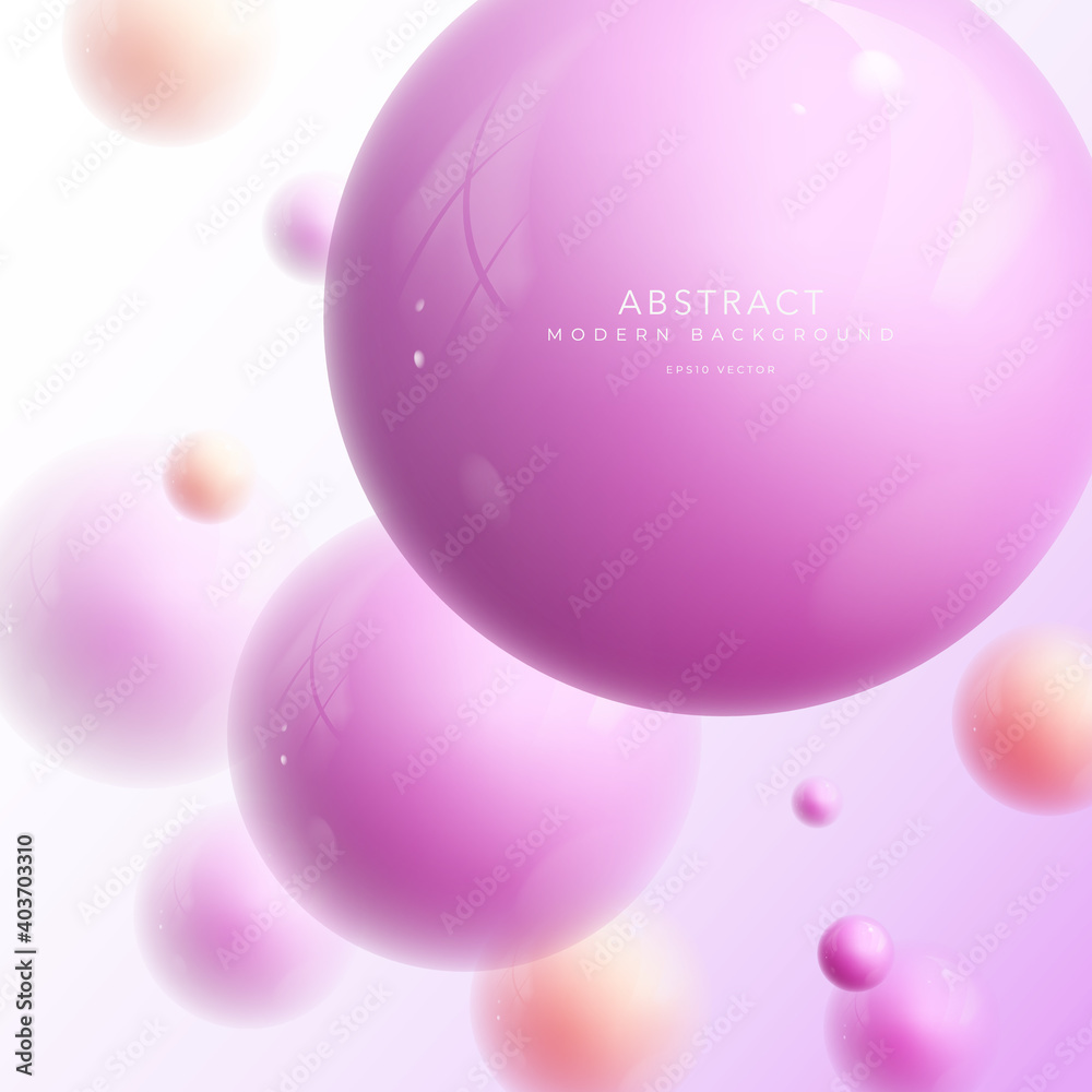 Sticker abstract 3d balls composition. sphere with blur effect.