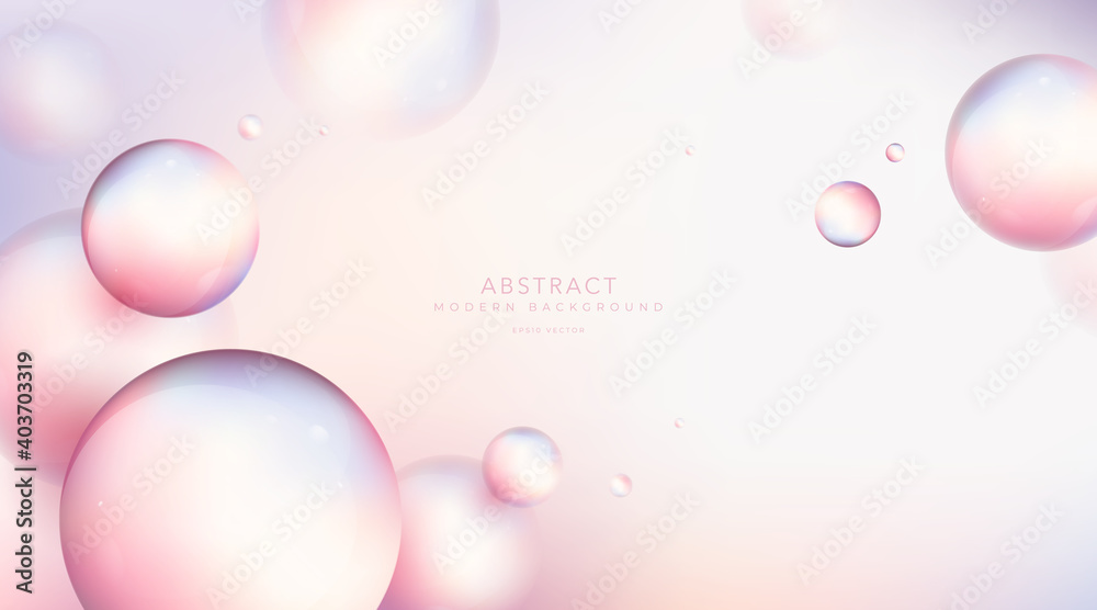 Poster abstract 3d balls composition. sphere with blur effect.