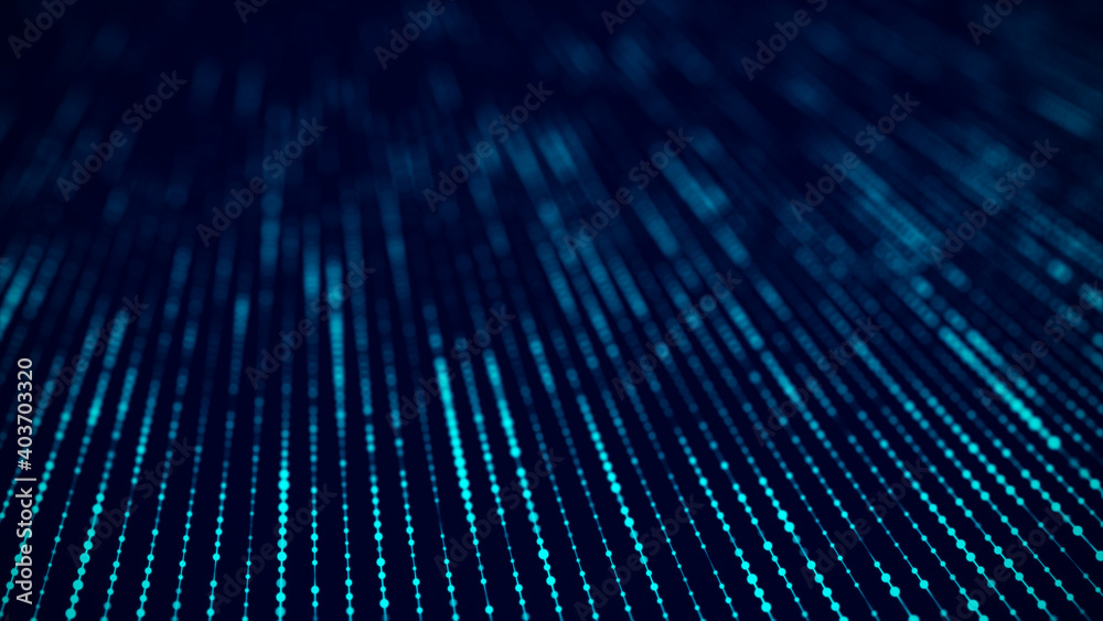 Poster Technology background with connected dots and lines.