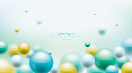 abstract 3D balls composition. Sphere with blur effect.