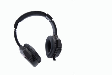 Black large wireless headphones, isolated