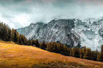 Pre De Pascal, Courmayer, Aosta Valley, Italy: view of Mont Blanc Glacier (Monte Bianco) and...