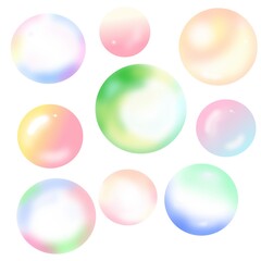 set of soap bubbles of different colors