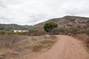 Hiking trail at the Lake Hodges and Bernardo Mountain, East San Diego County, California, USA 