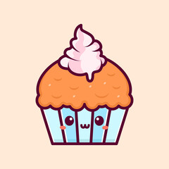 cute cartoon of happy muffin smile