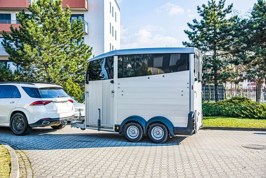Horse vehicle . Carriage for horses . Auto trailer 
