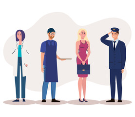 Fototapeta premium group of persons differents ocupations standing characters vector illustration design