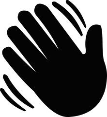 Vector emoticon illustration of the silhouette of a hand waving