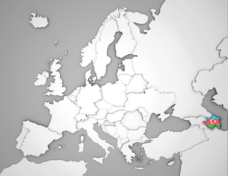 3D Europakarte auf der Aserbaidschan hervorgehoben wird 