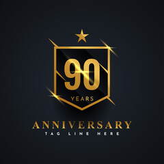90 Years Anniversary Logo Gold Illustration template design